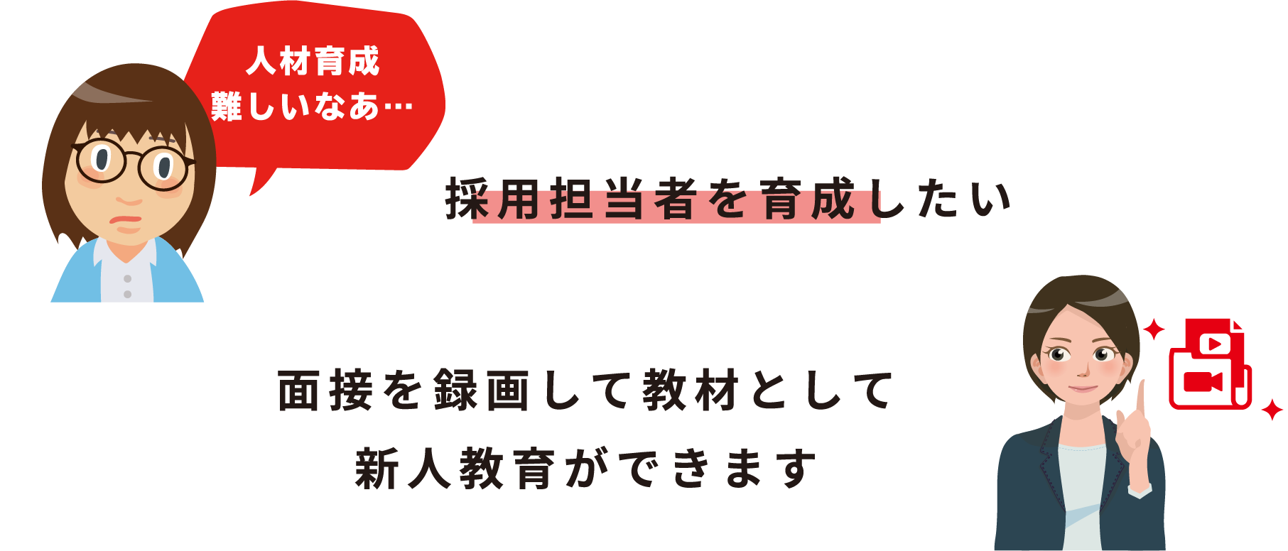 採用担当者を育成したい　面接を録画して教材として新人教育ができます